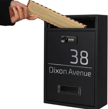 Load image into Gallery viewer, Personalised Letter Box Post Box Wall Mounted with Combination Lock