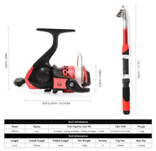 Load image into Gallery viewer, 2.1m Telescopic Fiberglass Fishing Rod & Reel Set Bag Kit