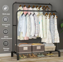 Load image into Gallery viewer, Metal Double Clothes Rail with Shelf