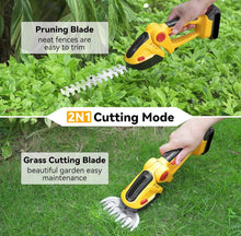 Load image into Gallery viewer, 21V Cordless Mini Hedge Trimmer 2in1 Grass Shear With 2 Batteries