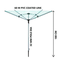 Load image into Gallery viewer, 60 Metre Rotary Airer 4 Arm Clothes Garden Washing Line