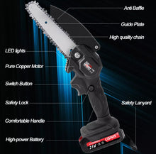 Load image into Gallery viewer, Cordless Mini Chainsaw 4” 6” Wood Cutter 2 Batteries