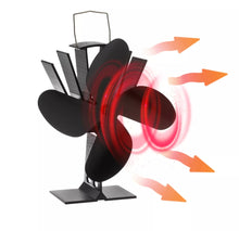 Load image into Gallery viewer, 4 Blade Stove Top Fan for Log Burner with Temperature Gauge