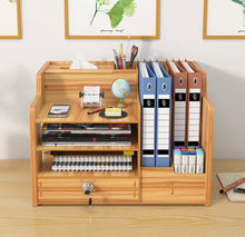 Load image into Gallery viewer, Wooden Office Desk Storage Organiser with Drawer