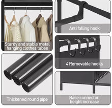 Load image into Gallery viewer, Metal Clothes Rail with Storage Shelves