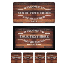 Load image into Gallery viewer, Personalised Home Bar Kit β’ Runner, Metal Sign, 4 Drinks Coasters Set