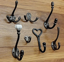 Load image into Gallery viewer, 6 x Vintage Style Cast Iron Coat Hooks - Choice of 7 Different Hook Designs