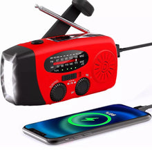 Load image into Gallery viewer, Portable Dynamo Wind-Up, Solar, USB Rechargeable AM FM Radio Torch Powerbank