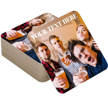 Load image into Gallery viewer, Personalised Beer Mats Photo Coasters - Packs of 48 or 96 - Add Photo & Text