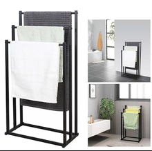 Load image into Gallery viewer, Black or White 3 Tier Free Standing Towel Rail Stand Rack