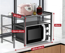 Load image into Gallery viewer, Black 2 Tier Adjustable Rack for Microwave Kitchen Storage
