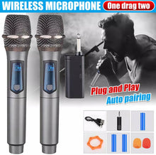 Load image into Gallery viewer, 2x Wireless Microphone UHF Rechargeable Cordless Handheld Mic Karaoke