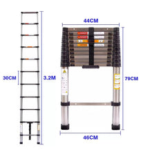 Load image into Gallery viewer, 3.2 Metre Telescopic Ladder Aluminium Extension Ladders