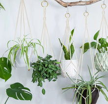Load image into Gallery viewer, 4 x Macrame Plant Hangers Hanging Pot Holders with Hooks