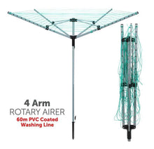 Load image into Gallery viewer, 60 Metre Rotary Airer 4 Arm Clothes Garden Washing Line