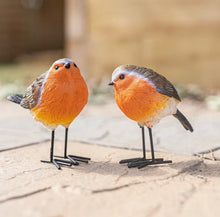Load image into Gallery viewer, 2 x Robins Bird Set Garden Ornaments