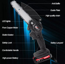 Load image into Gallery viewer, Cordless Mini Chainsaw 4” 6” Wood Cutter 2 Batteries