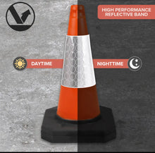 Load image into Gallery viewer, 4 x 1-Piece Orange Road Traffic Cone - High Quality Reflective Sleeves