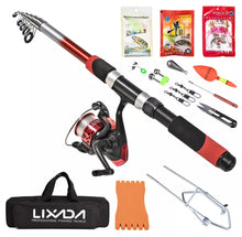 Load image into Gallery viewer, 2.1m Telescopic Fiberglass Fishing Rod & Reel Set Bag Kit