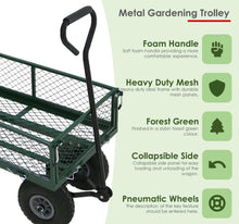 Load image into Gallery viewer, Heavy Duty Metal Green Garden Cart Utility Trolley