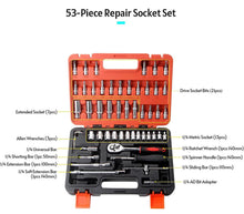 Load image into Gallery viewer, 53Pcs Set 1/4" Socket Ratchet Wrench Kit Drive Car Repairing Tools