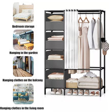 Load image into Gallery viewer, Metal Clothes Rail with Storage Shelves