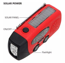 Load image into Gallery viewer, Portable Dynamo Wind-Up, Solar, USB Rechargeable AM FM Radio Torch Powerbank