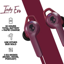 Load image into Gallery viewer, Refurbished Skullcandy Indy Evo In-Ear True Wireless Headphones IP55 Ear Buds - Deep Red