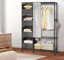 Load image into Gallery viewer, Metal Clothes Rail with Storage Shelves