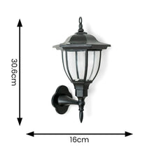 Load image into Gallery viewer, 2x Black Traditional Lantern Solar Wall Lights Outdoor Garden Fence Lighting