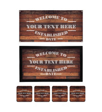 Load image into Gallery viewer, Personalised Home Bar Set Runner, Metal Sign & 4 Coasters