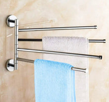 Load image into Gallery viewer, 4 Tier Swivel Towel Rail Chrome Wall Mounted Towel Bars