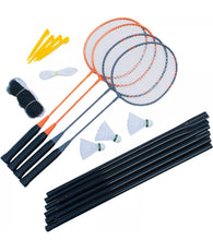 Load image into Gallery viewer, Badminton Set 4 Rackets, Shuttlecocks, Poles and Net