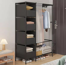 Load image into Gallery viewer, Metal Clothes Rail with Storage Shelves