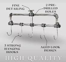 Load image into Gallery viewer, Vintage Style Industrial Wall Mounted Coat Hooks Rack Pegs Towel Rail Bathroom