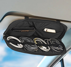 Car Sun Visor Multi-Pocket Pouch PU Leather Organiser