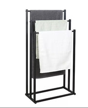 Load image into Gallery viewer, Black or White 3 Tier Free Standing Towel Rail Stand Rack