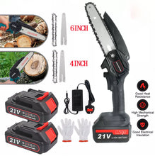 Load image into Gallery viewer, Cordless Mini Chainsaw 4” 6” Wood Cutter 2 Batteries