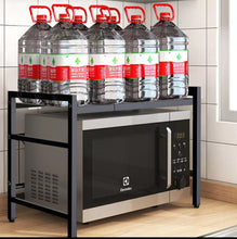 Load image into Gallery viewer, Black 2 Tier Adjustable Rack for Microwave Kitchen Storage