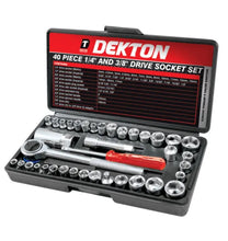 Load image into Gallery viewer, Professional 40pc 1/4" & 3/8" Socket Driver Tool Set Metric Imperial Ratchet Bolts