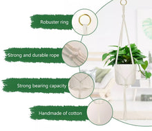 Load image into Gallery viewer, 4 x Macrame Plant Hangers Hanging Pot Holders with Hooks