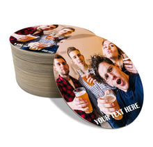 Load image into Gallery viewer, Personalised Beer Mats Photo Coasters - Packs of 48 or 96 - Add Photo & Text