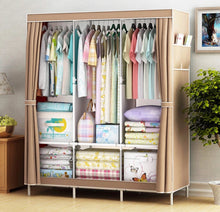 Load image into Gallery viewer, Canvas Covered Wardrobe Metal Frame Portable Storage