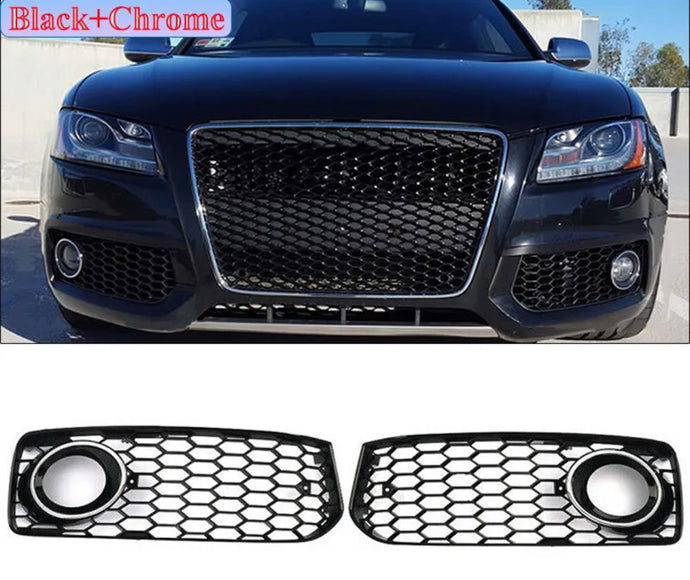 RS5 Style Honeycomb Fog Light Grille Cover For Audi A5 S5 B8 S-Line 2008-2012