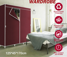 Load image into Gallery viewer, Canvas Covered Wardrobe Metal Frame Portable Storage