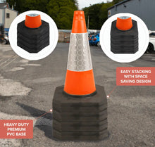 Load image into Gallery viewer, 4 x 1-Piece Orange Road Traffic Cone - High Quality Reflective Sleeves