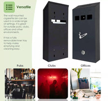 Load image into Gallery viewer, Slim Wall Mounted Outdoor Ashtray Cigarette Steel Bin
