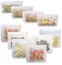 Load image into Gallery viewer, 12 or 24 x Resealable Silicone Food Storage Kitchen Zip lock Bags