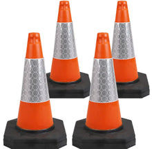 Load image into Gallery viewer, 4 x 1-Piece Orange Road Traffic Cone - High Quality Reflective Sleeves