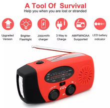 Load image into Gallery viewer, Portable Dynamo Wind-Up, Solar, USB Rechargeable AM FM Radio Torch Powerbank
